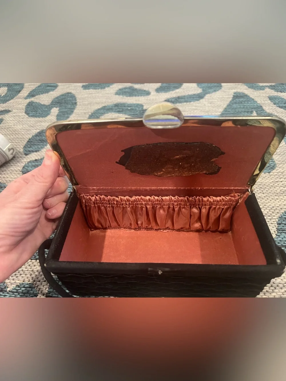 Vtg Black Women’s Box Clutch